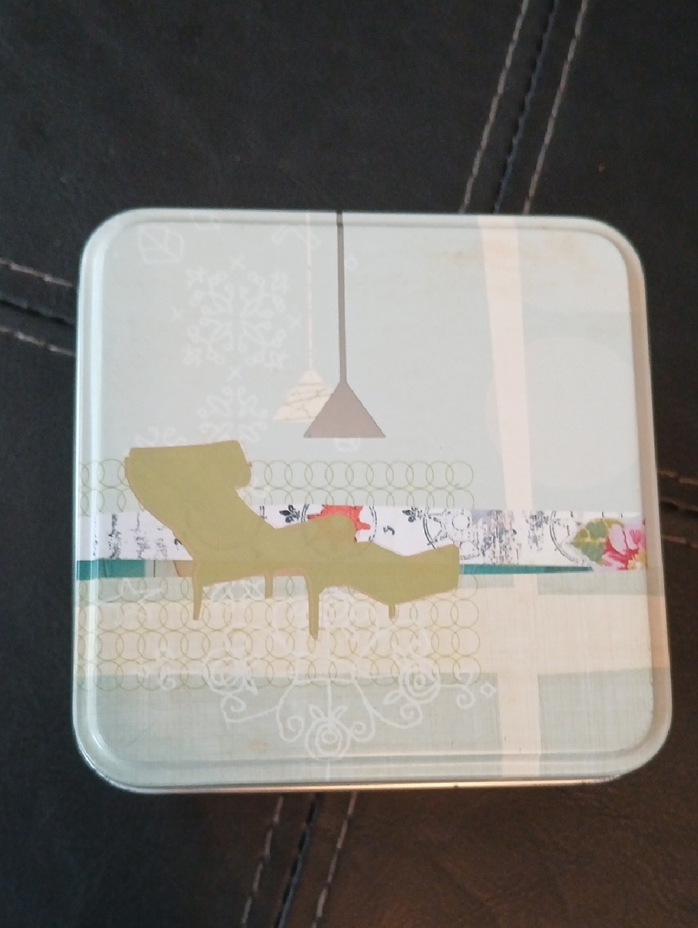 Vintage Fossil Logo Collectible Square Tin 3"x3" Retro Living Room With Lid